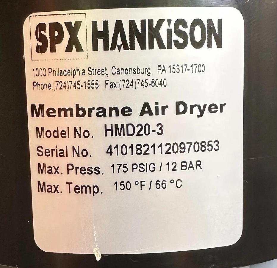 NEW SPX HANKiSON HMD20-3 / HMD203 MEMBRANE AIR DRYER 7.8SCFM 3241444