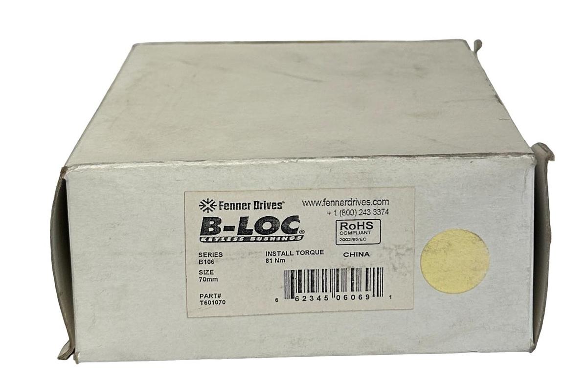 Used FENNER DRIVES T601070 SERIES B106 B-LOC KEYLESS BUSHING SIZE 70mm 81Nm NSMP