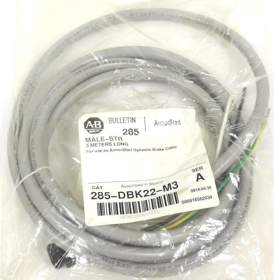 Used NEW ALLEN BRADLEY 285-DBK22-M3 MALE-STR 3-METERS ARMORSTART 285DBK22M3, SER. A