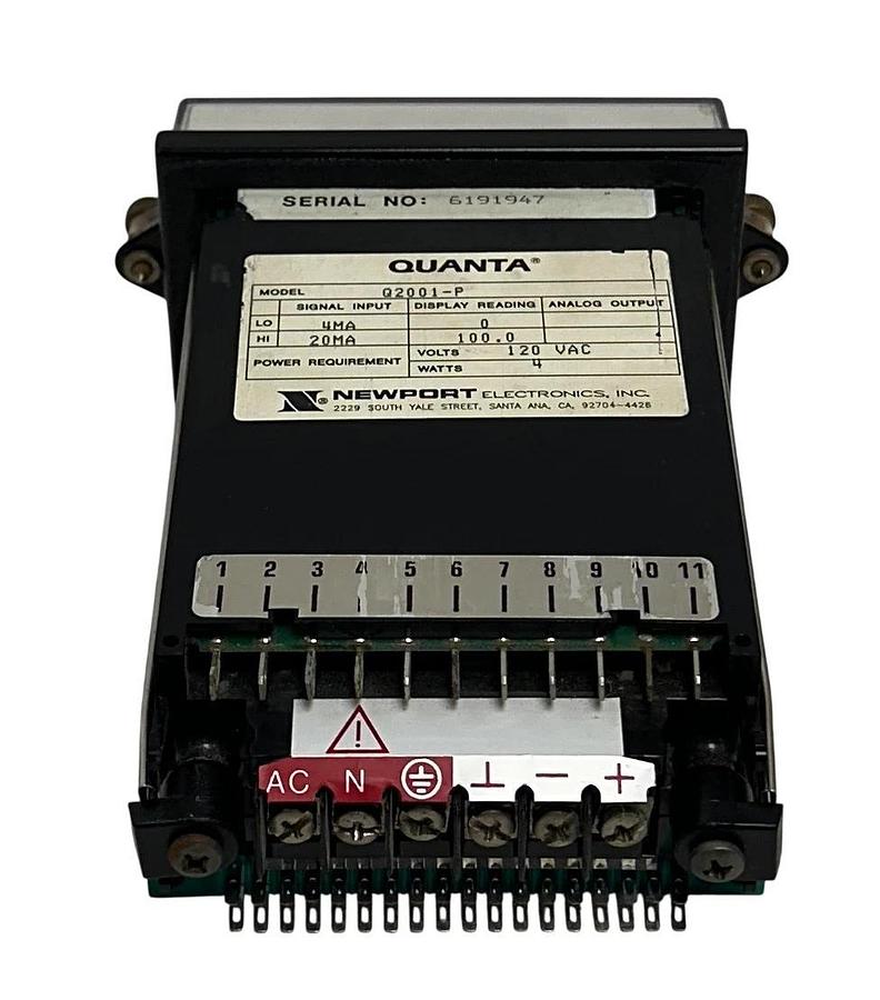 Used NEWPORT Q2001-P / Q2001P QUANTA DIGITAL PROCESS PANEL METER 4-20mA 120V USNP
