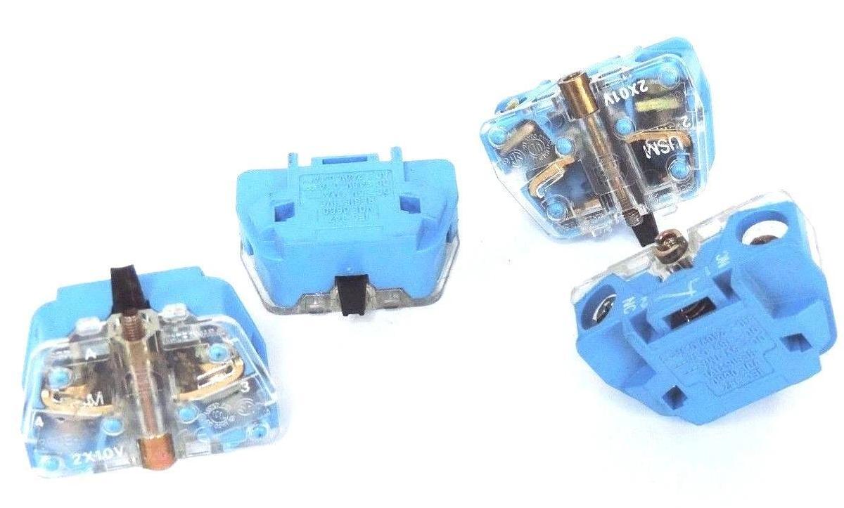 Used LOT OF 4 ALLEN BRADLEY 800E-2X01V LATCH MOUNT CONTACT BLOCKS 800E2X01V