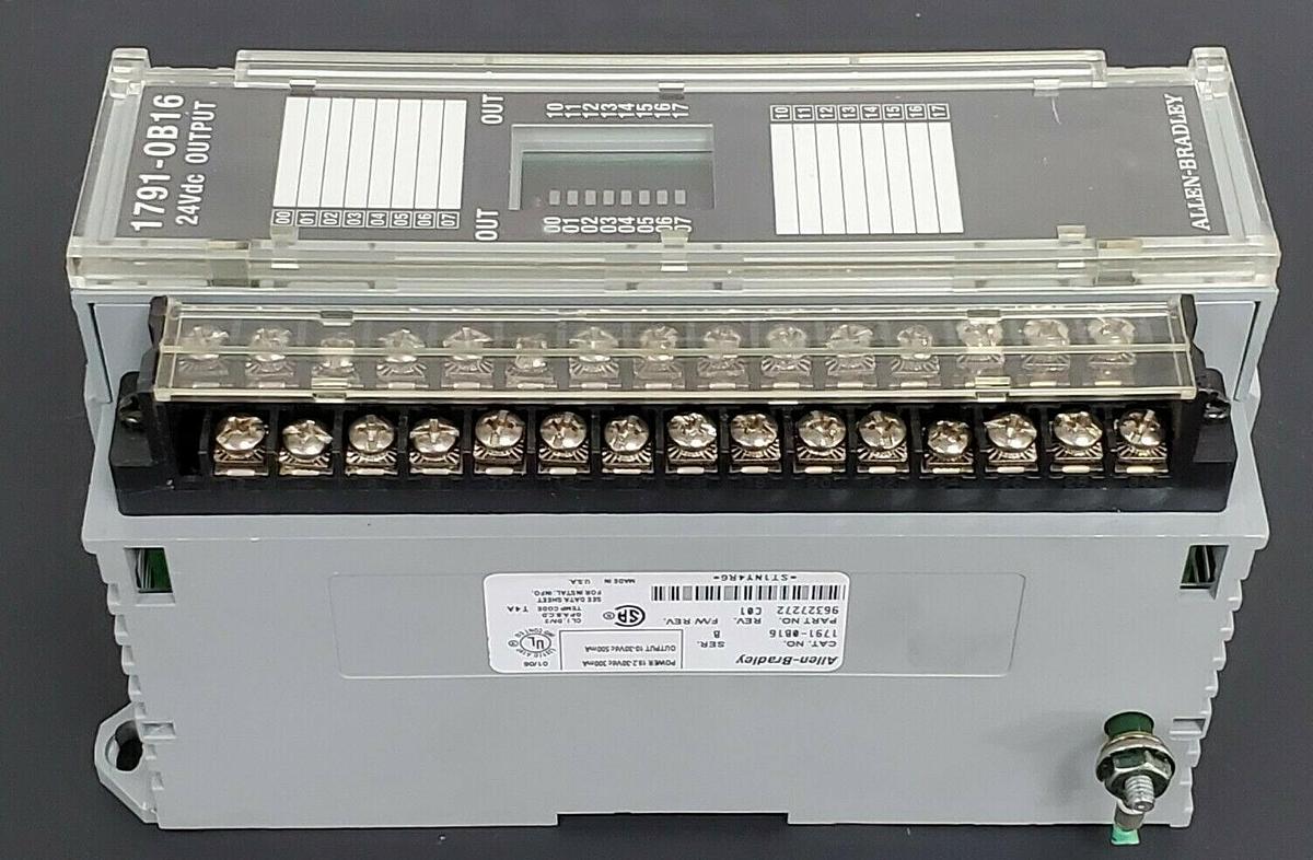Used ALLEN BRADLEY 1791-0B16 I/O BLOCK 17910B16 SER. B REV. C01, 24VDC, P/N: 96327272
