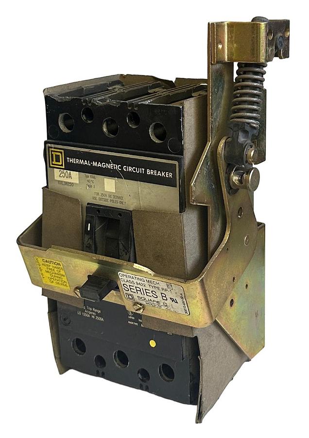 Used SQUARE D KAL36250 THERMAL-MAGNETIC CIRCUIT BREAKER 250A W/ 9422-RP-1 /B MECH