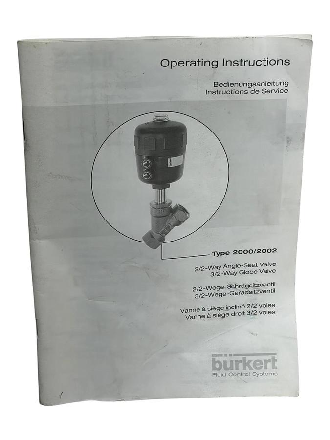 Burkert 2000 A 40.0 PTFE G1 1/2 Pneumatic Angle Seat Valve 9054072 9Bar