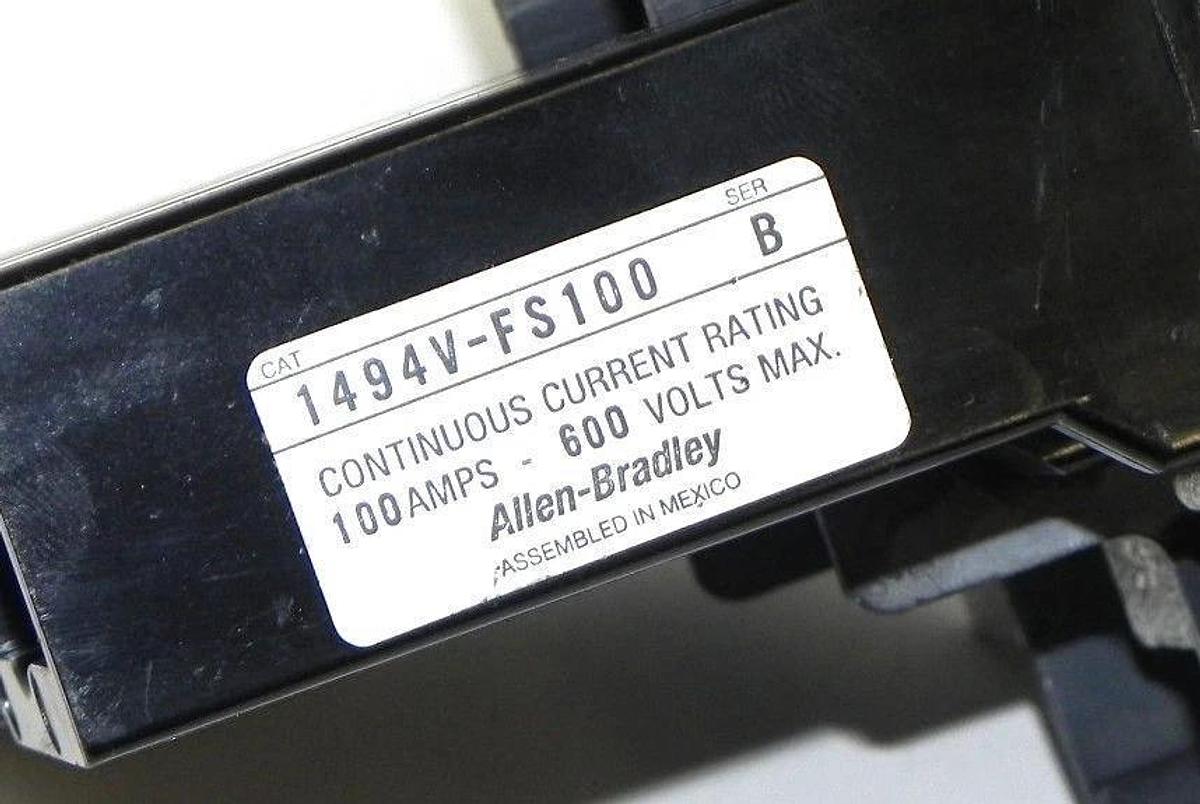 Used ALLEN BRADLEY 1494V-FS100 SERIES B FUSE BLOCK KIT 1494VFS100