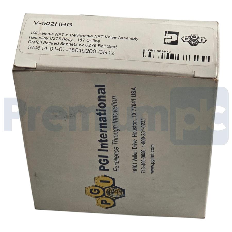 Used Parker PGI V-502-HHG Needle Valve 1/4" NPT Hastelloy C276 6000 PSI V-502HHG