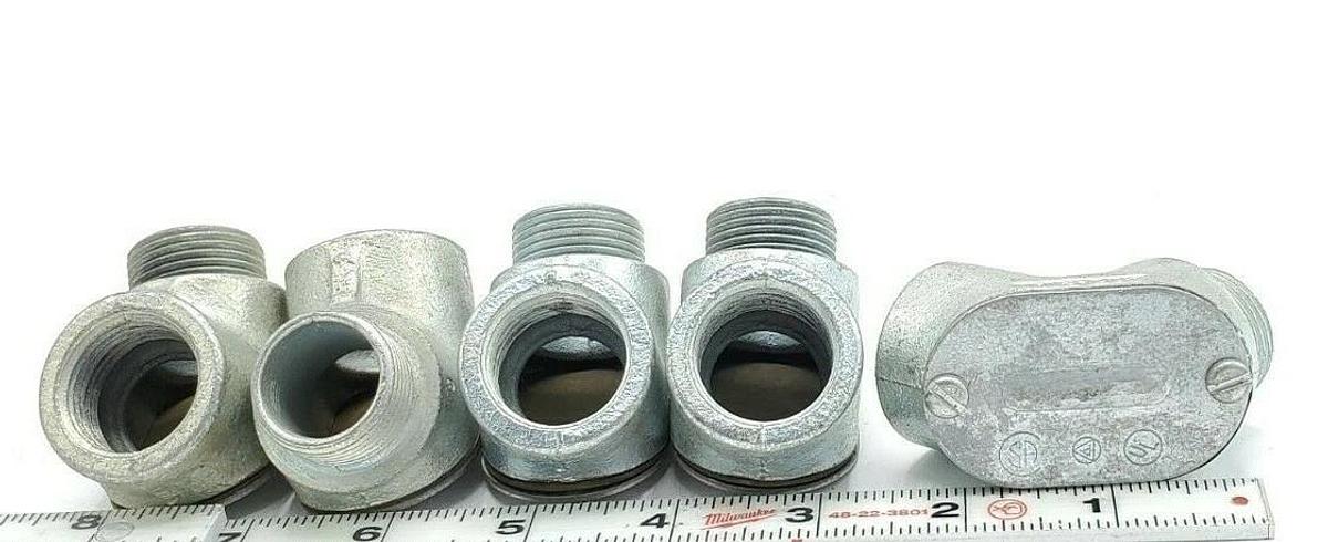 LOT OF 5 NEW APPLETON 3/4" 90 DEGREE ELBOW CONDUIT FITTINGS 13 F TO C M