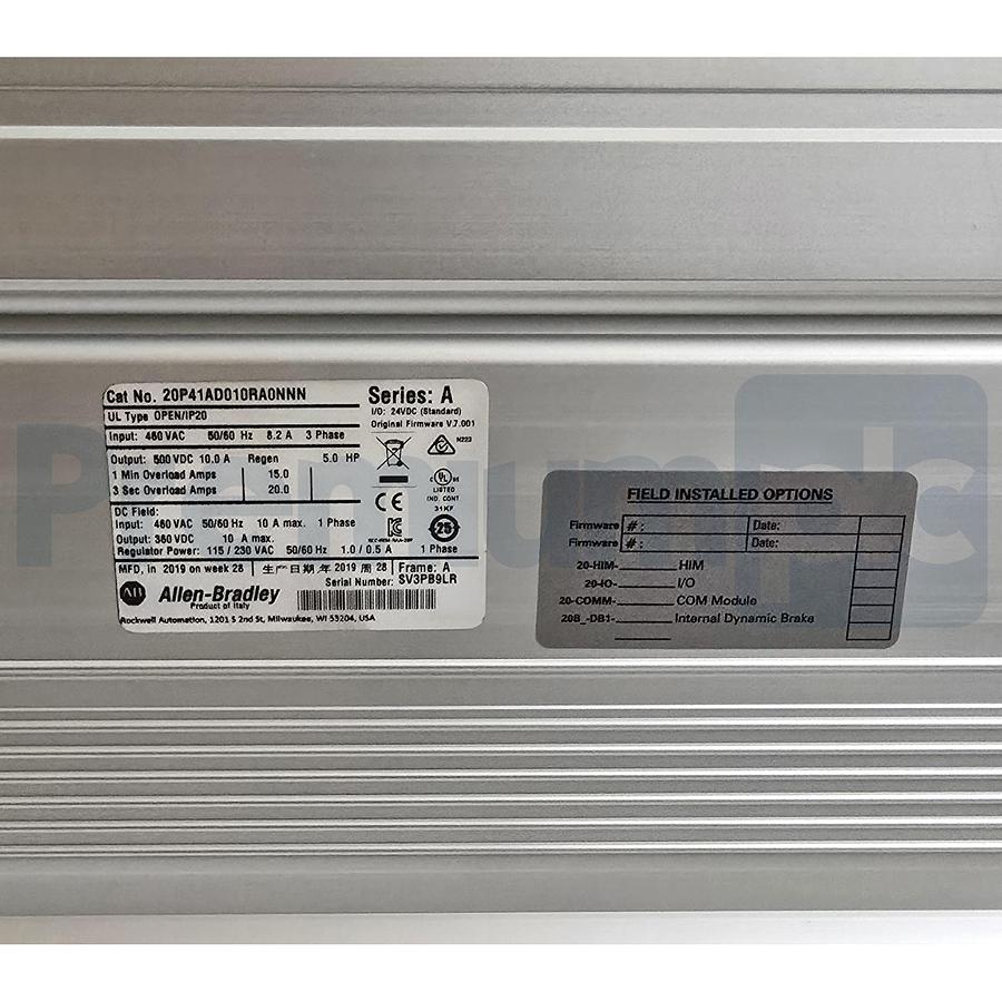 Used Allen-Bradley 20P41AD010RA0NNN /A PowerFlex DC Drive 5HP 460VAC 3PH w/HMI USPI
