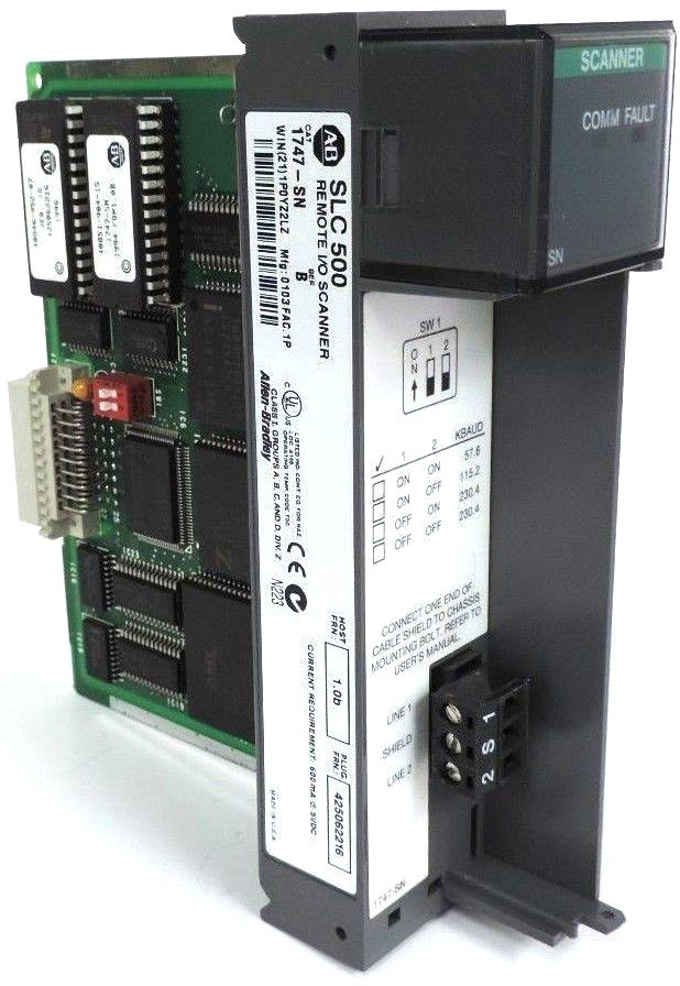 Used ALLEN BRADLEY 1747-SN REMOTE I/O SCANNER 1747SN SER. B *MISSING DOOR*