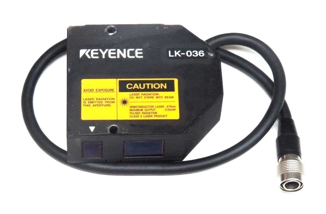 Used KEYENCE LK-036 LINEAR POSITION SENSOR HEAD 24VDC, 400MA, 10/50HZ, LK036