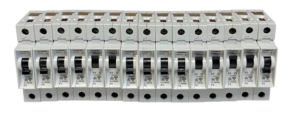 Used 15 SIEMENS 5SX21-C3 / 5SX21 / 5SX2 MINI CIRCUIT BREAKERS 230/400V 1-POLE USNP