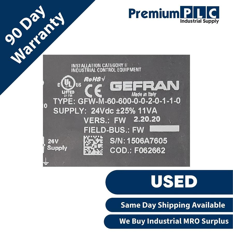 Used USED GEFRAN GFW-3PH-60-600-0-0-2-0-1-1-0 ID: F062661 GFW SCR POWER CONTROLLER