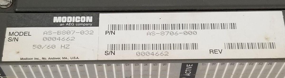 Used AEG MODICON AS-B807-032 INPUT MODULE AS-8706-000 , 120V 50/60HZ