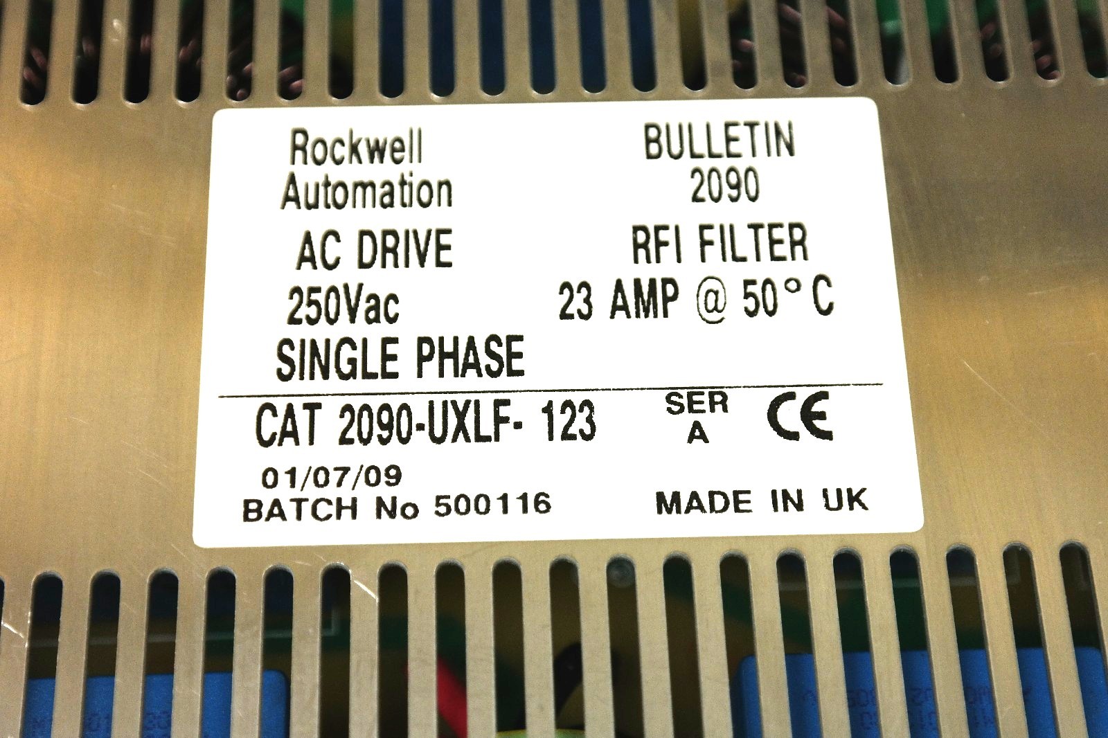 Used ROCKWELL AUTOMATION 2090-UXLF-123 SER A RFI FILTER 250VAC 23AMP@50°C 2090UXLF123