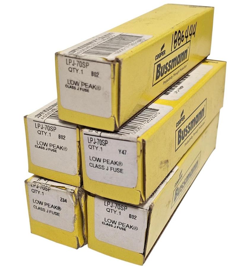 Used LOT OF 5 NIB COOPER BUSSMANN LPJ-70SP LOW PEAK FUSES LPJ70SP