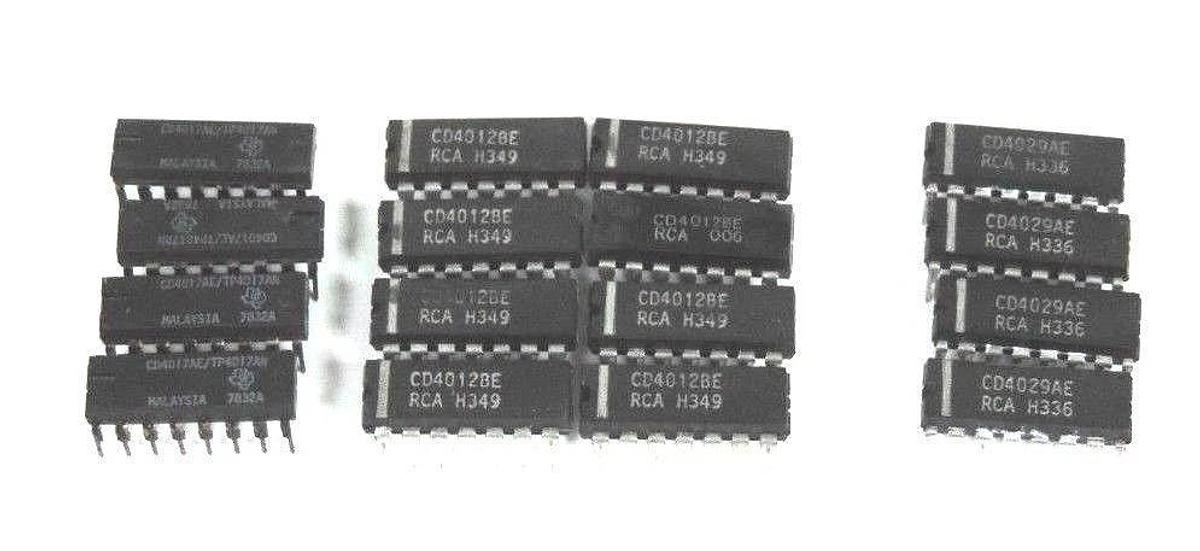 LOT OF 8 CD4012BE 14PIN LOT OF 4 CD4029AE 16PIN LOT OF 4 CD4017AE 16PIN CHIPS