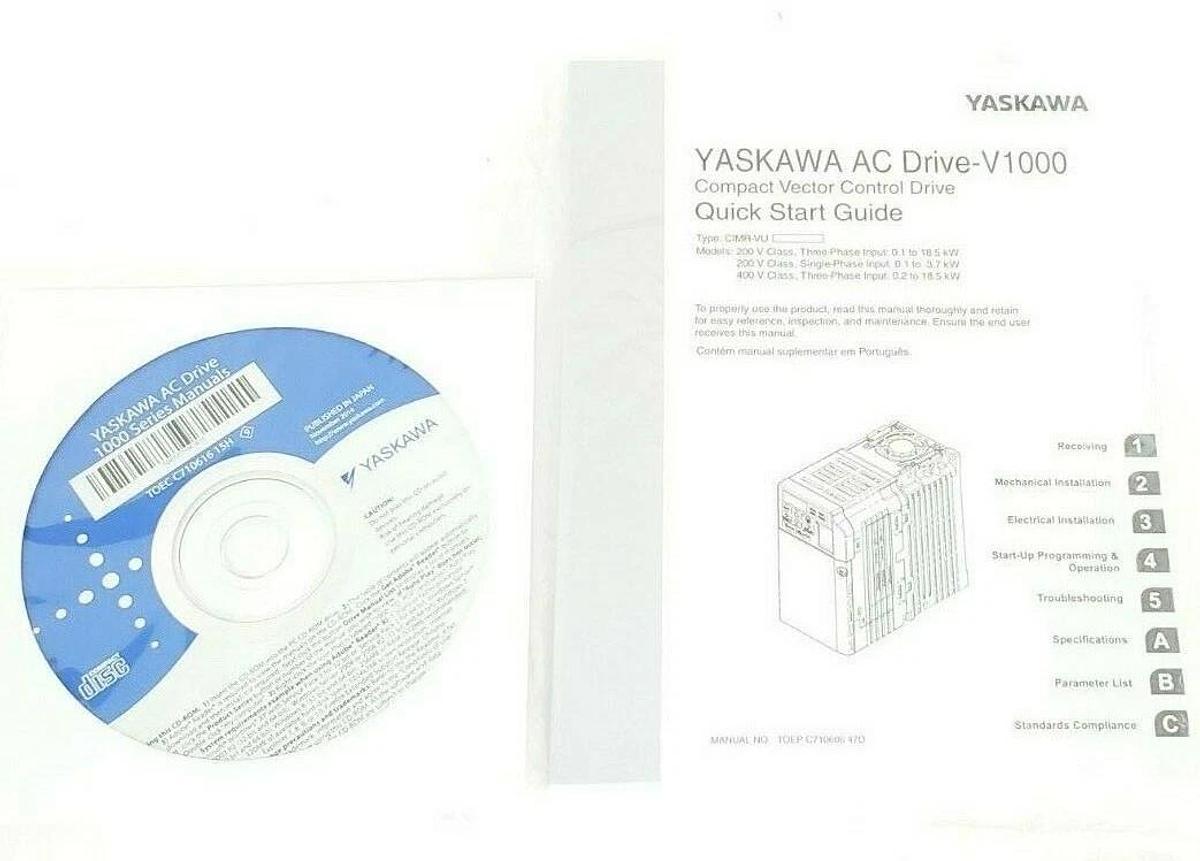 Used NIB YASKAWA CIMR-VU2A0001BAA AC DRIVE REV. C 200V 3PH 1.2A/0.8A CIMRVU2A0001BAA