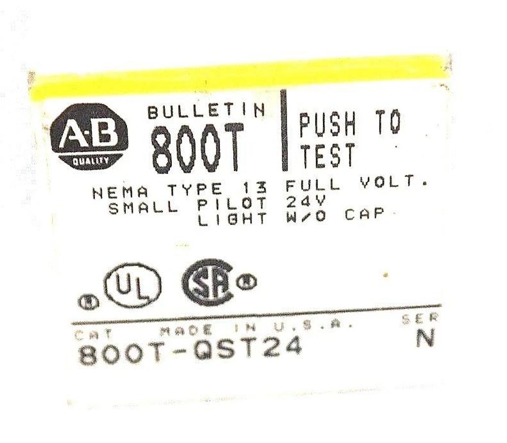 Used NIB ALLEN BRADLEY 800T-QST24 SER. N PUSH-TO-TEST PILOT LIGHT W/O CAP 800TQST24