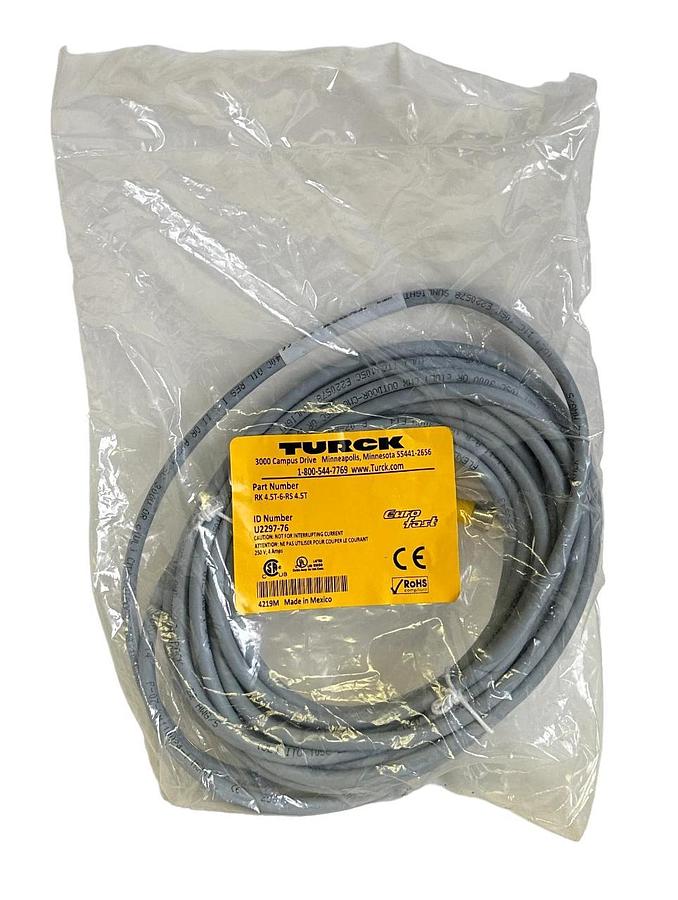 Used NEW TURCK RK 4.5T-6-RS 4.5T / RK45T6RS45T M12 EURO 6M CORDSET U2297-76 / U229776