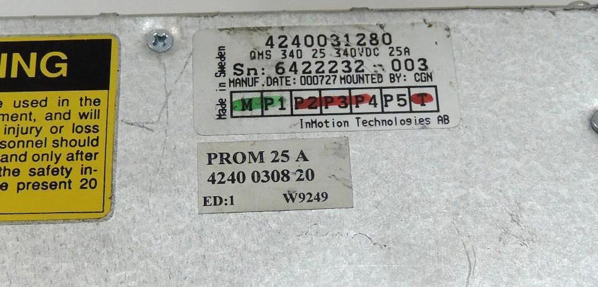 Used ATLAS COPCO 4240031280 SERVO CONTROLLER QMS34025, QMS 340 25 340VDC 25A