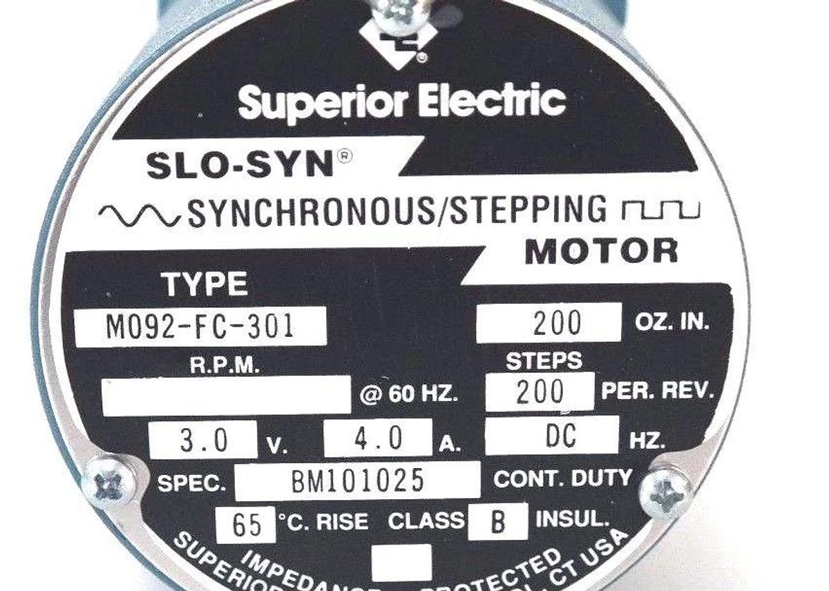 Used NIB WARNER M092-FC-301 SUPERIOR ELECTRIC SLO-SYN SYNCHRONOUS STEP MOTORS