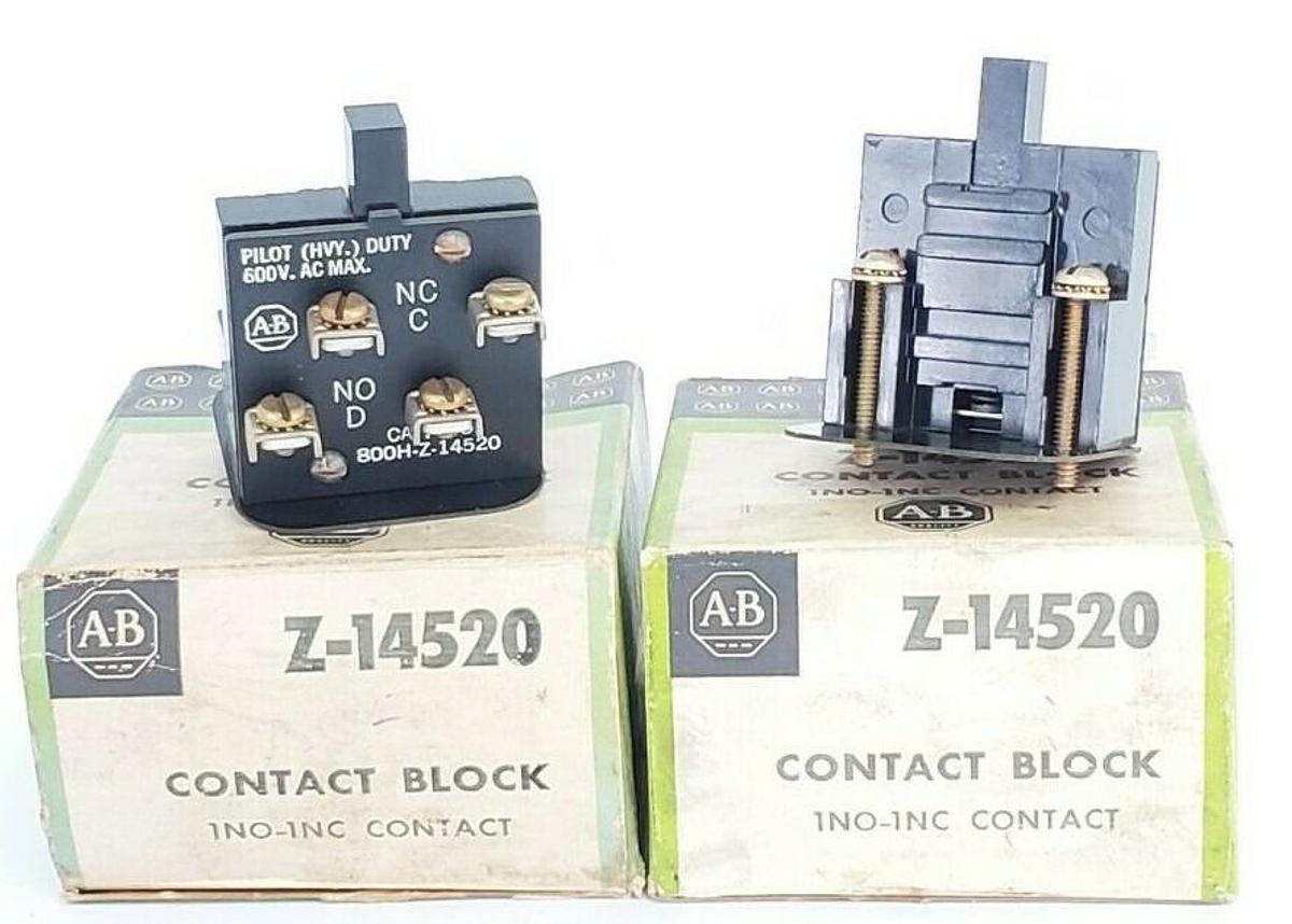 Used LOT OF 2 NIB ALLEN BRADLEY Z-14520 CONTACT BLOCKS 600VAC 800H-Z-14520 Z14520