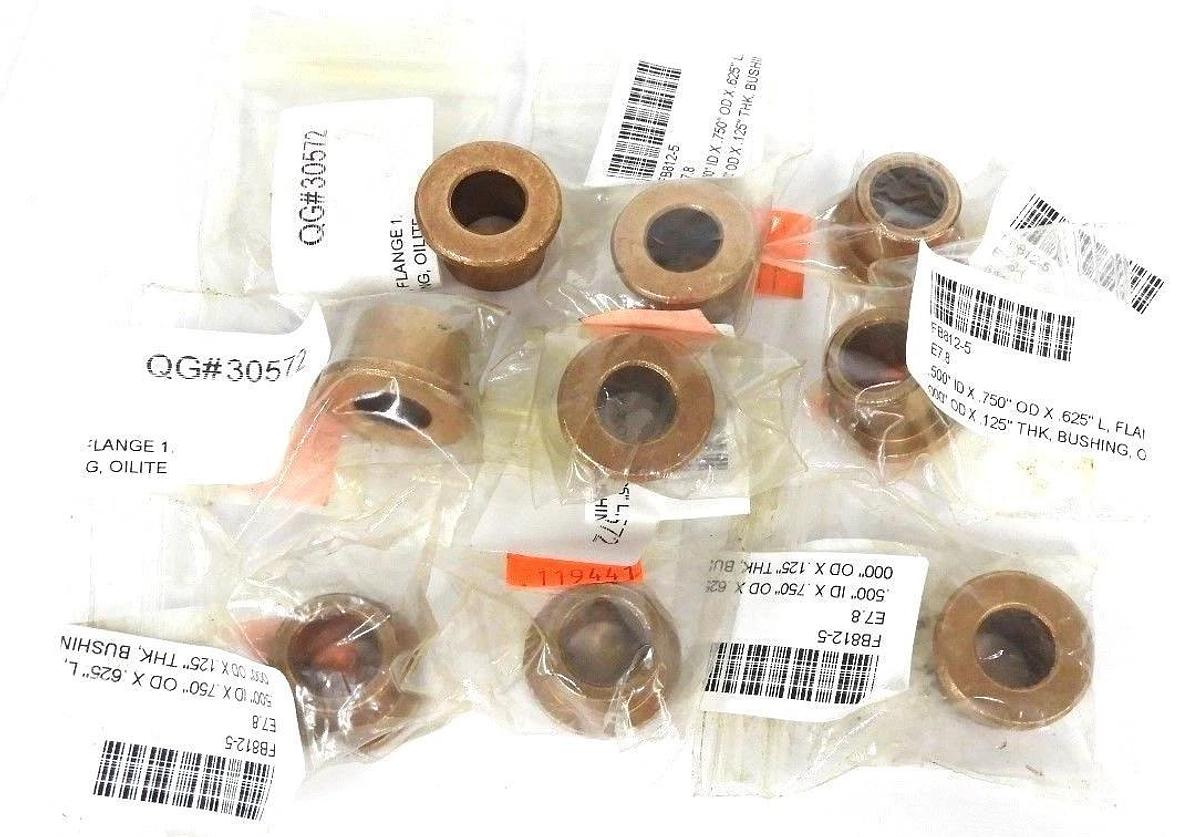 (9) NEW BOSTON GEAR FB812-5 FLANGED SLEEVES .500'' ID X .750'' OD X .625'' L