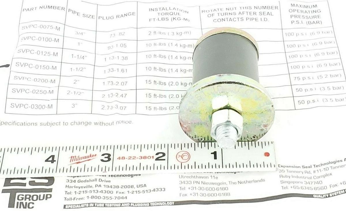 Used NIB EXPANSION SEAL TECH SVPC-0150-M VIBRA-PROOF CONDENSER PLUG, 010405, 1-1/2"