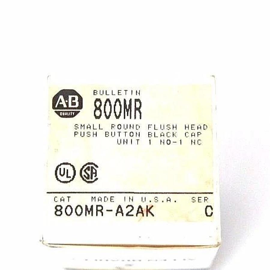 Used NIB ALLEN BRADLEY 800MR-A2AK SER. C PUSH BUTTON BLACK CAP FLUSH HEAD, 800MRA2AK