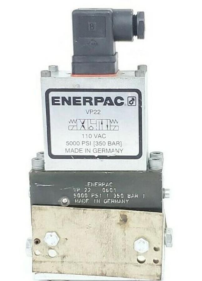 Used NEW ENERPAC VP22 SOLENOID VALVE 110 VAC, 5000 PSI (350 BAR) VP-22-0501