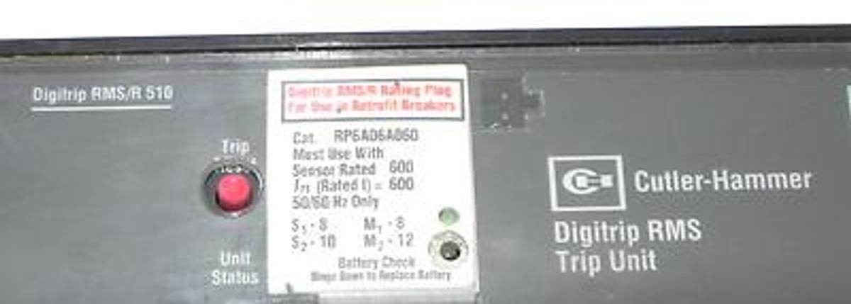 Used CUTLER-HAMMER DIGITRIP RMS/R 510 DIGITRIP RMS TRIP UNIT 7801C36G01, RP6A06A060