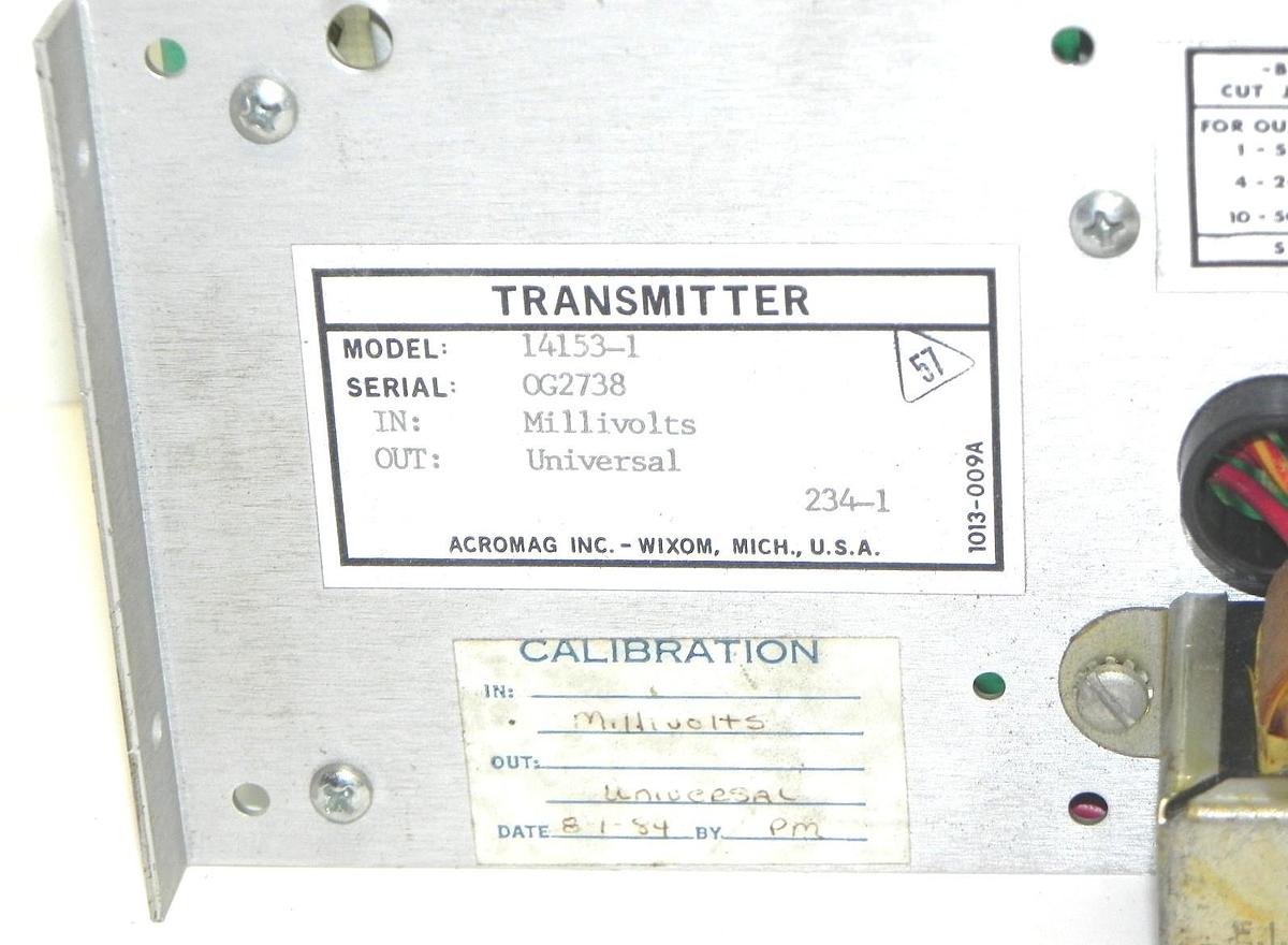Used ACROMAG 14153-1 TRANSMITTER 1018-019G, SERIAL NUMBER 0G2738