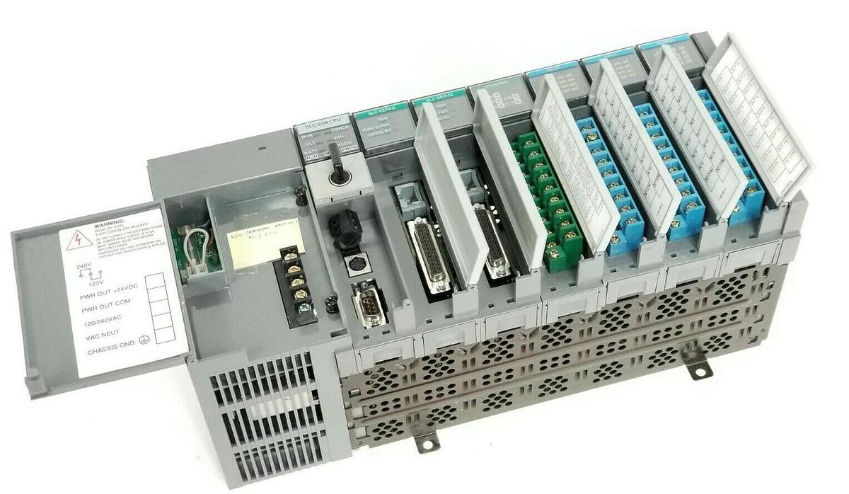 Used ALLEN BRADLEY 1746-A7 SER. B RACK W/ 1746-P2 , 1747-L542 , HSTP1 , HSRV , IB16