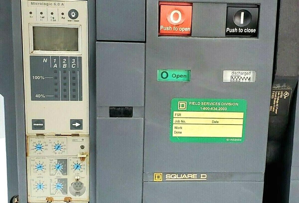 Used SQUARE D NW16H2 1600A MASTERPACT CIRCUIT BREAKER WA5EER44A3S WA5EER44A3SXXXXXXX