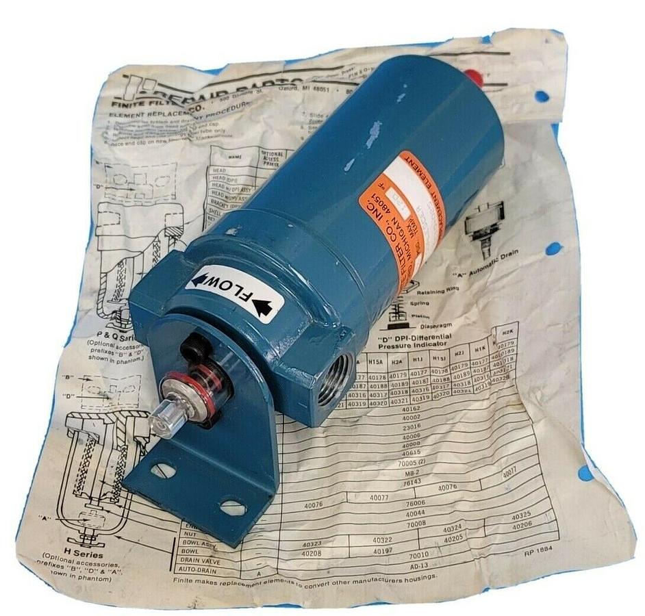 Used NEW PARKER QH2J-6C10-025 FINITE FILTER CO. 1/2" NPT COALESCING FILTER