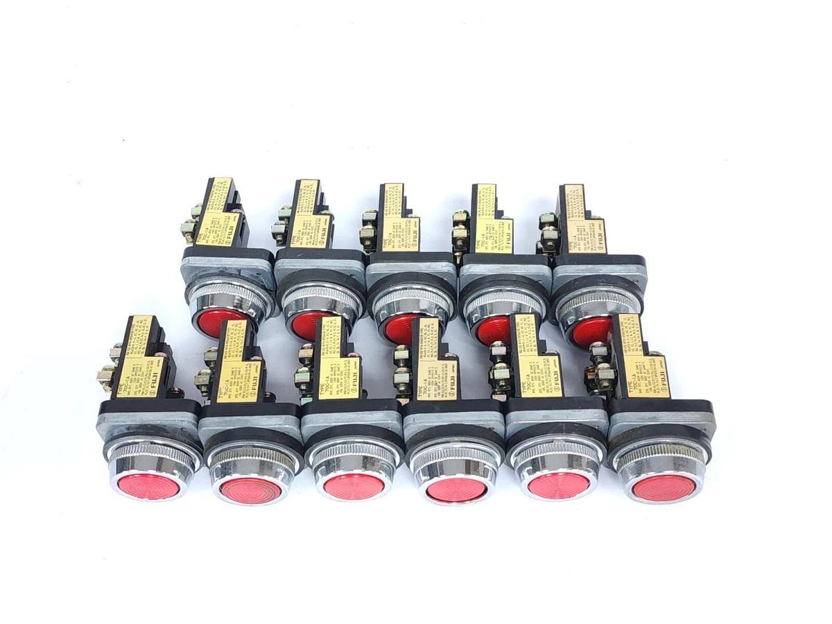 Used LOT OF 12 FUJI ELECTRIC 70C-IA / 70CIA FLUSH RED PUSHBUTTON CONTACT BLOCK 600V