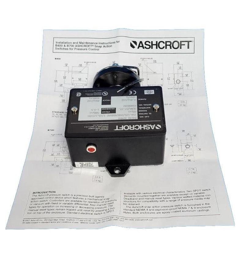 Used NIB ASHCROFT B424BXFMRN PRESSURE SWITCH RANGE: 60PSI