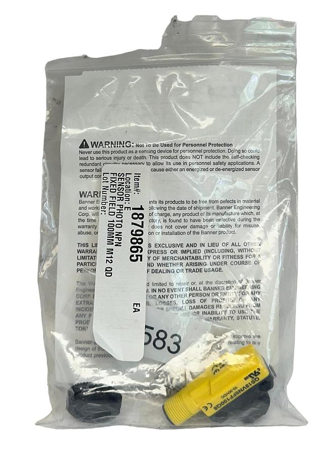 Used BANNER QS18VN6FF100Q8 / 71878 GS18 SERIES PHOTOELECTRIC SENSOR 10-30VDC NSMP