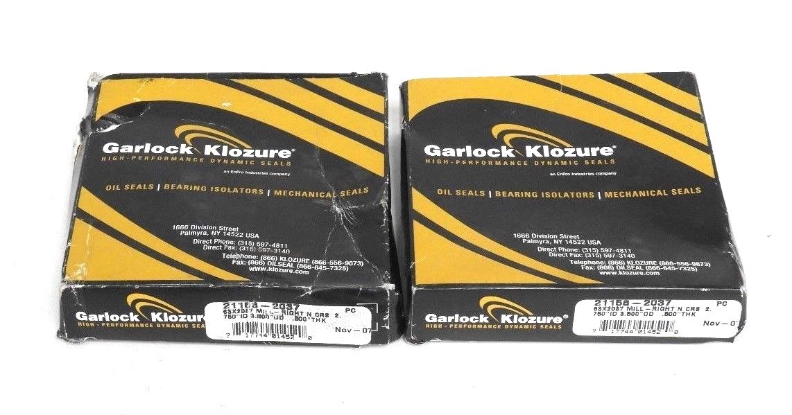 Used LOT OF 2 NEW GARLCOK KLOZURE 21158-2037 OIL SEALS 63X2037 0.75"ID 3.5"OD 0.5"THK