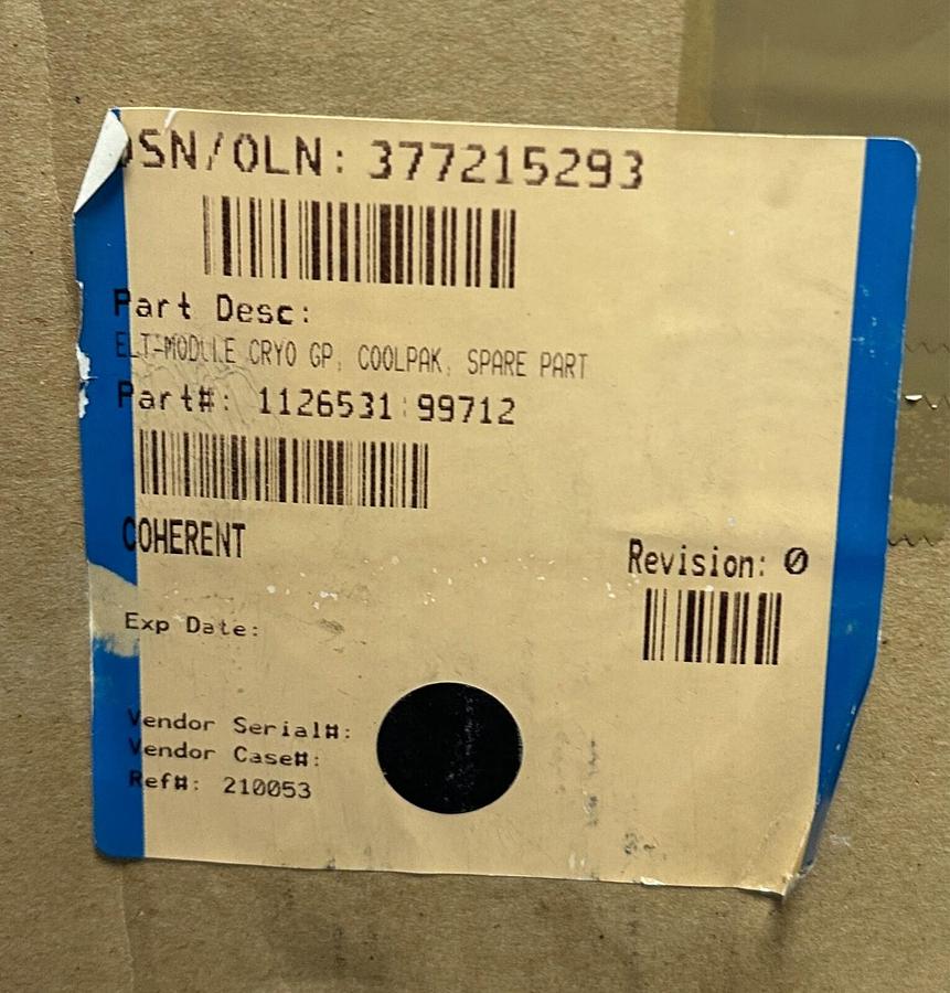 Used COHERENT 1126531 ELT-MODULE COOLPAK SPARE CRYO GP 160024180057CL 400V NSMP