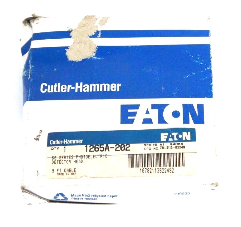NIB CUTLER HAMMER 1265A-202 SER. A1 PHOTOELECTRIC DETECTOR HEAD 9FT CABLE