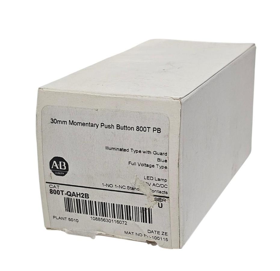 Used NIB ALLEN BRADLEY 800T-QAH2B PUSH BUTTON BLUE W/ GUARD 800TQAH2B SER. U