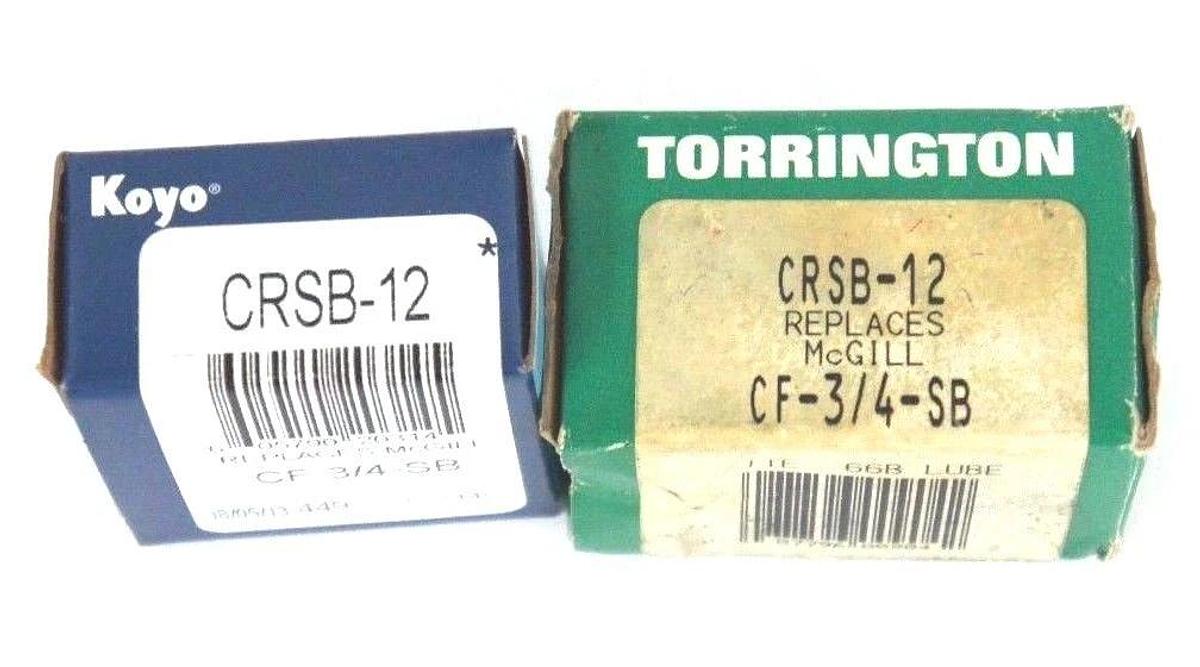 Used LOT OF 2 NIB KOYO & TORRINGTON CRSB-12 CAM FOLLOWER BEARINGS CRSB12