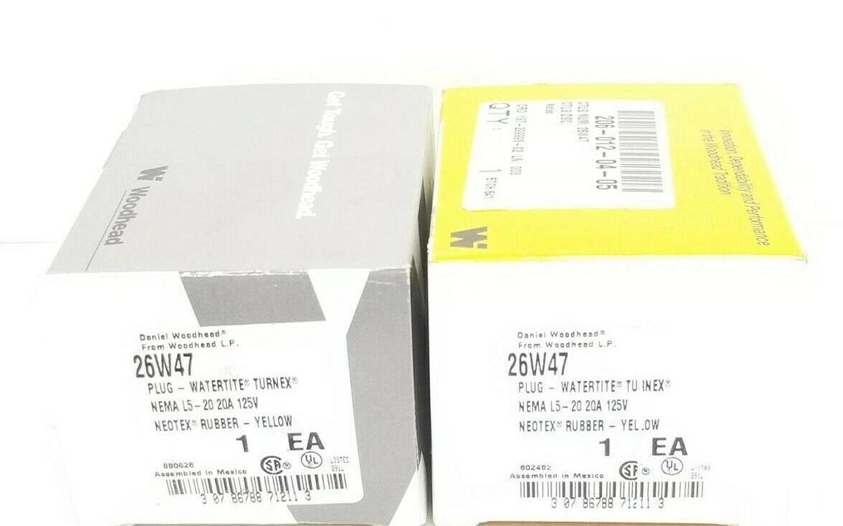 Used LOT OF 2 NIB DANIEL WOODHEAD 26W47 PLUG-WATERTITE TURNEX YELLOW