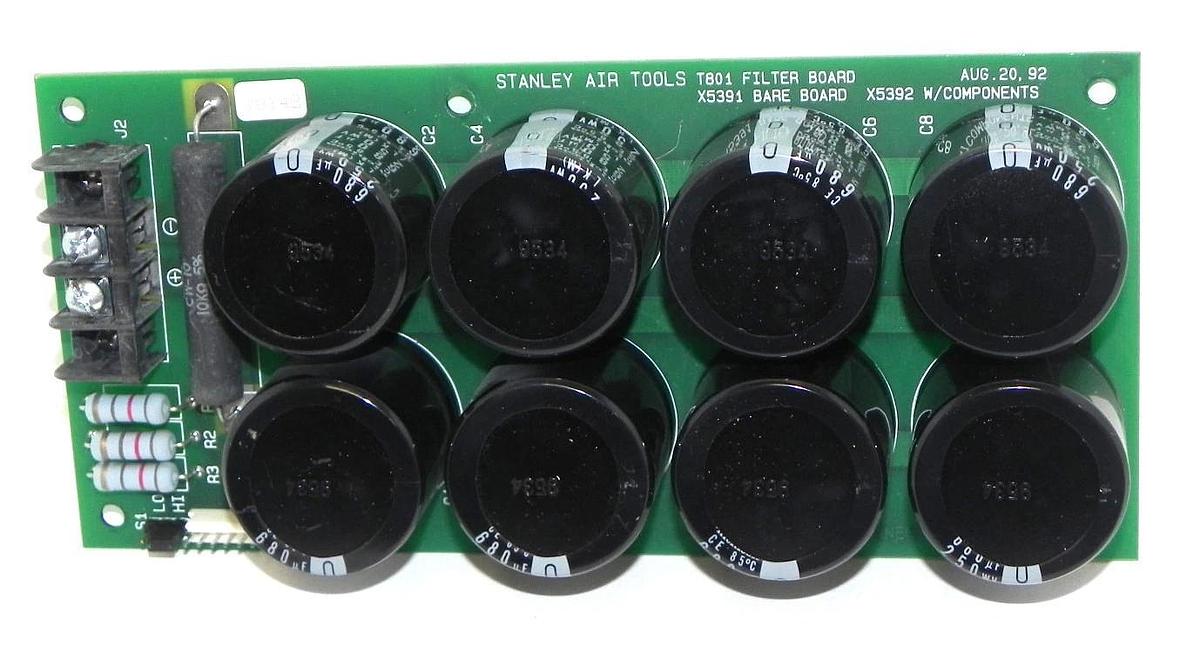 Used STANLEY AIR TOOLS T801 FILTER BOARD X5391 BARE BOARD X5392 W/ COMPONENTS