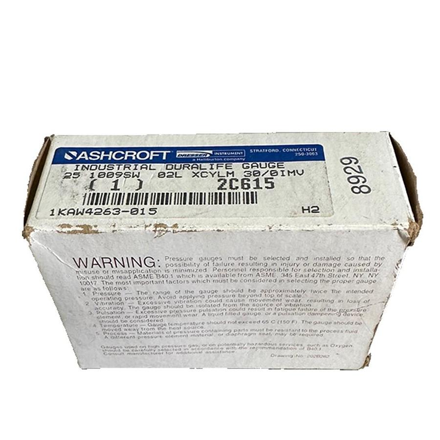 Used NEW ASHCROFT 2C615 INDUSTRIAL DURALIFE GAUGE 25 1009SW 02L XCYLM 30/0IMV