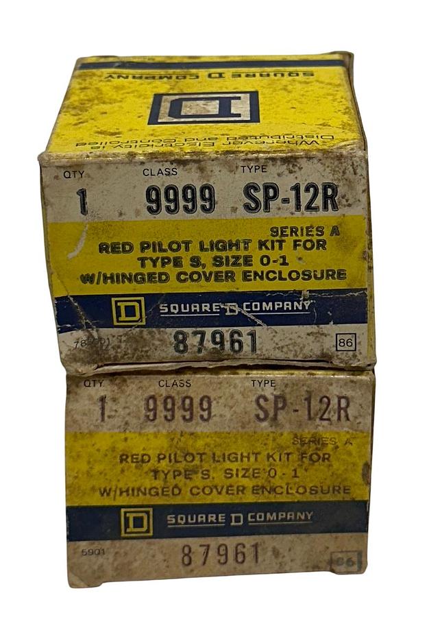 Used 2 SQUARE D CLASS 9999 SP-12R / SP12R RED PILOT LIGHT KITS FOR TYPE S OEM NSMP