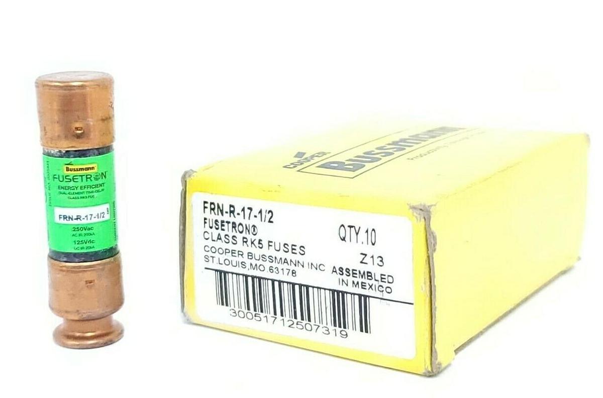 Used BOX OF 10 NEW COOPER BUSSMANN FRN-R-17-1/2 CLASS RK5 FUSES