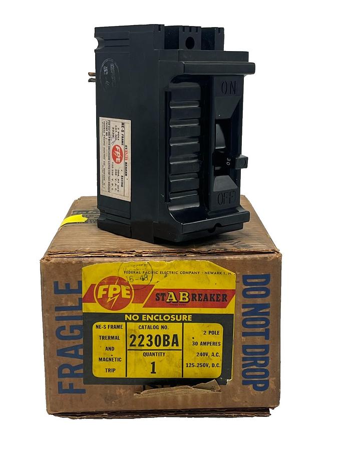 Used FPE 2230BA Federal Pacific 30 Amp 2 Pole Circuit Breaker 2230 Type NES 240V