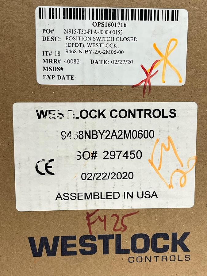 Used Westlock Controls 9468NBY2A2M0600 AccuTrak 9468 Rotary Position Monitor 2SPDT